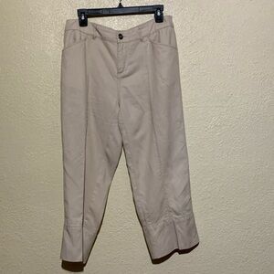 Blue Earth Capris Pants 8 Beige Mid Rise 4-Pockets Lyocell Linen Blend